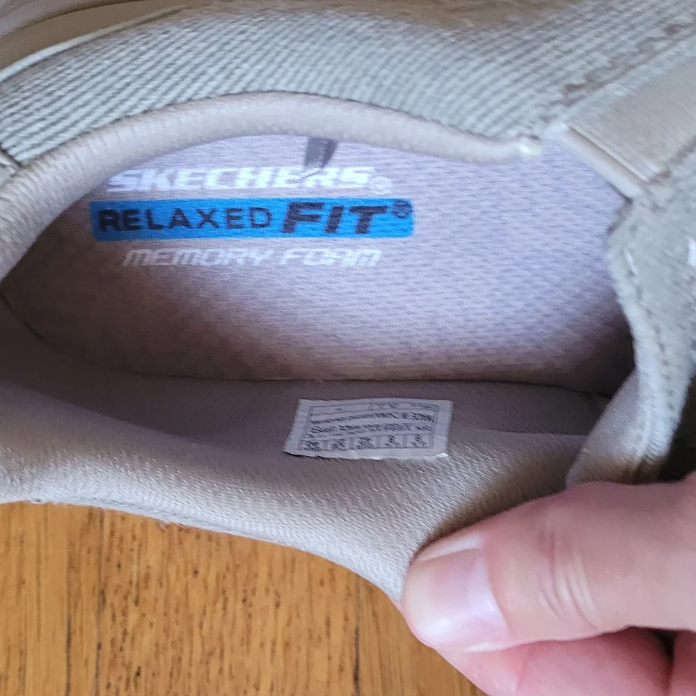 Skechers Taupe (Light Grey) Canvas Slip-On Loafers - Like New